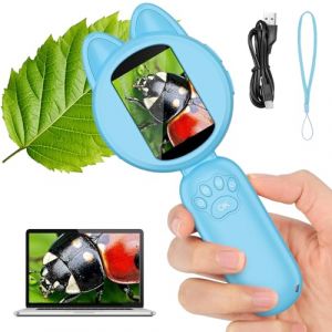 Microscope Enfants,GuKKK Microscope Numérique Portable avec Écran de 2.0“ IPS Rechargeables Microscope 200x Microscope Électronique Numérique avec 8 Lumières LED pour Enfants âgés de 3 à 12 Ans (bleu) (Ambesty Shop, neuf)