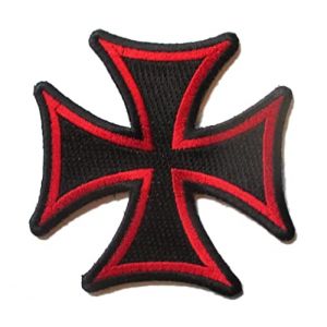 hotrodspirit - Patch Croix de Malte Noir Tour Rouge ecusson 7.5cm Rock Roll Biker templier (rocknrollshop, neuf)