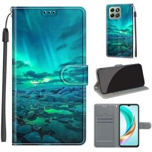 SIENIANLINE Coque pour Honor X6a / X6b / X6c Coque [Housse en Cuir PU Premium] [Etui &agrave; Rabat] [Pochette de Portefeuille], &Eacute;tui de Protection pour Honor X6b -Aurore (DIKAS, neuf)