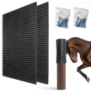 Lot de 2 tapis &agrave; gratter pour chevaux 35, 5 x 30, 5 cm, en plastique souple, brosse &agrave; gratter pour petits animaux de ferme, ch&egrave;vres, moutons, vaches (MUkhgf, neuf)
