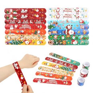 30Pcs No&euml;l Slap Bracelet Noel Enfant, Bracelet De No&euml;l, Slap Bandes, Cadeau Anniversaire Invites,Slap Bandes Remplisseurs Parti Favors pour Enfants Parti Favors Filles Gar&ccedil;ons (Behaodian Store, neuf)