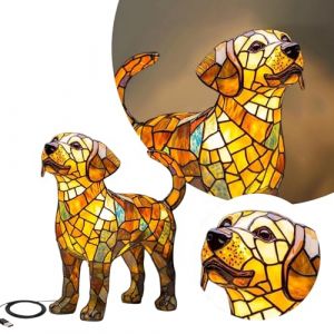 Lampe En Vitrail En Forme D'Animal,Lampe Vintage En Verre Teint&eacute; En Forme De Chien|,Veilleuse De Chevet En Forme D'Animal,Veilleuse D&eacute;corative Color&eacute;e Pour La Maison, La Chambre &agrave; Coucher (DaPongZhi, neuf)