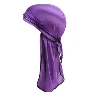 AFROCLASS - Durag satin soyeux silky, Parfait pour Les Waves, Les Tresses et Les Locs, Premium Silk du Rags pour Hommes et Femmes, Bande Longue et Large, Durag Satin Ultra Doux (Violet/Noir) (AFROCLASS, neuf)