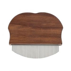 Peigne Chien Anti Perte Poils | Brosse Sous Poil Chat Manche Bois Courbé,Outil de Toilettage Anti-Parasitaire pour Soins du Pelage des Chiots Chats Lapins Chevaux en Intérieur et Voyage (tianwink, neuf)