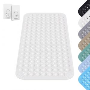 Tapis De Douche, 40 x 80 cm Tapis de Douche, PVC Shower Mat Non Slip, Tapis de Douche Carr&eacute; Lavable en Machine avec Ventouse, pour Baignoire, avec 2 Crochets, Blanc (ARCPNRT Eur, neuf)