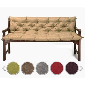 sunnypillow Coussin pour Banc de Jardin 120 x 50 x 50 cm - Matelas Exterieur, Interieur - Coussins Assise & Dossier Souples - Confortable Coussins pour terrasse, Balcon, Banquette - Beige (Globix24, neuf)