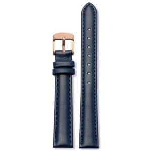 XYLRSMH Bracelet Montre Bracelet de Montre Tendance &agrave; d&eacute;gagement Rapide 12 mm 14 mm 16 mm 18 mm for Femme en Cuir de Vache Souple Bleu Rose Rouge Bracelets De Montre(Dark Blue Rose Gold,14mm) (XYLRSMH, neuf)