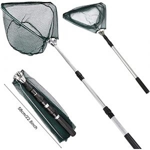 Xndryan – Épuisette de pêche télescopique 180 cm avec poignée, épuisette pliable portable avec long manche pour pêche à la carpe, à la carpe, à la truite (Oumaoint, neuf)