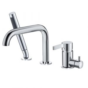 SHANFO Robinet Baignoire 3 Trous, Mitigeur Baignoire 3 Trous avec Rotatif 360°, Robinetterie de Baignoire avec Douchette, Chromé, 11Y1OK (Kaphome, neuf)