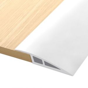 1M*5CM Barre de Seuil Adhesive, Seuil de Porte Adhesif PVC, Barre de Seuil Rattrapage de Niveau pour Hauteur du Seuil 5mm ~ 10mm, Rampe de Seuil Bandes de Transition Sol (Blanc) (HengRongSh-EU, neuf)