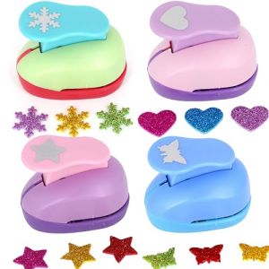 XUBX 4 Pi&egrave;ces Perforeuses &agrave; Papier, perforatrices &agrave; papier pour loisirs cr&eacute;atifs, Perforeuses de Papier, Star C&oelig;ur Papillon flocon de neige Perforatrices Pour Projets DIY, Scrapbooking album photo (XUB, neuf)