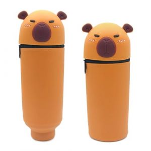 BSITSSS Capybara 2 en 1 Trousse Crayons, Trousse Scolaire en Silicone Souple, Extensible Kawaii Trousses Capybara Porte-Stylos pour Scolaire &Eacute;cole Bureau &Eacute;tudiant Adolescents (BSITSSS, neuf)