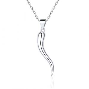 ChicSilver Collier Corne d'abondance Argent Pendentif Piment Italienne Bijoux Porte Bonheur Femme (KACY-EU, neuf)