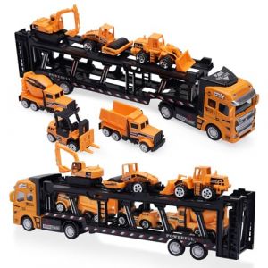 VBACALA Camion de Transporteur Voiture Jouet, Ensembles de Camions de Construction 7 en 1, Petites Voitures de Chantier Camion Jouet Cadeau Enfants Gar&ccedil;ons 3 Ans (VBACALA TOYS, neuf)