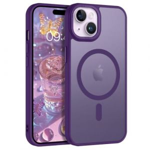VENINGO Coque pour iPhone 14 Plus/iPhone 15 Plus 6.7 Pouces Compatible avec MagSafe, &Eacute;tui Protection Antichoc, Mat Translucide R&eacute;sistante Compl&egrave;te Protection Bumper Housse,Violet Intense (DPStore-EU, neuf)