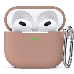 R-fun Compatible avec Airpod 3 Case Cover, Silicone Protective Accessories Skin avec Porte-clés Compatible avec Apple Airpod 3e génération 2021 pour Femmes Hommes Filles garçons,Thé au Lait (R-Fun EUR, neuf)