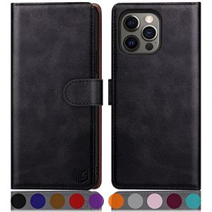 SUANPOT Etui Coque pour iPhone 13 Pro Max 6,7 Pouces [RFID Blocage] [Magnétique Protection] Fentes pour Cartes Protection Etui Housse Premium en Cuir PU,Apple 13 Rro Max Etui Portefeuille Le Noir (KAPRETSOUStore, neuf)