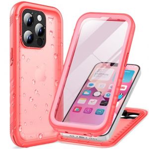 Cozycase Coque pour iPhone 14 Pro Étanche Antichoc - 360 degres Incassable Militaire Rigide Intégrale Case/Bumper/Housse 【IP68 Waterproof/Imperméable】 Etui Anti Choc Eau avec Protection Camera - Rose (Glfenge, neuf)