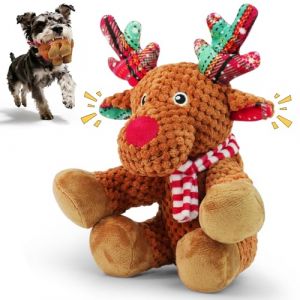 HSSPYY - Jouet de Noël pour chien - Renne en peluche avec grelot et oreilles qui crissent - Texture en velours côtelé durable - Rempli de coton PP doux - Jouet de fête pour chiens de petite et moyenne (HSSPYY-EU, neuf)