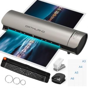 Orthland Plastifieuse A3 avec 30 Feuille Plastifieuse pour A3 A4 A5 A6, 9 in 1 Thermique et Froid Machine à Plastifier avec Papier Massicot et Arrondisseur d'angle pour Bureau École Maison (BLIBIRD, neuf)