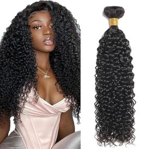 Tuheerst Curly Wave Human Hair Bundles Tissage Bresilien en lot Cheveux Humain Black Human Hair Extensions Tissage Cheveux Naturels Double Weft Remy Hair Single Bundle for Woman 30 Pouce (QC Hair, neuf)
