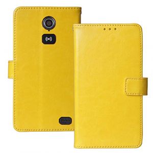 Dingshengk Flip Premium Cuir Housse Magn&eacute;tique T&eacute;l&eacute;phone Coque TPU Silicone pour Doro Liberto 8031 4.5" &Eacute;tui Cas Couverture Protecteur Case Portefeuille Cover Business Wallet (Jaune) (Dingshengk, neuf)