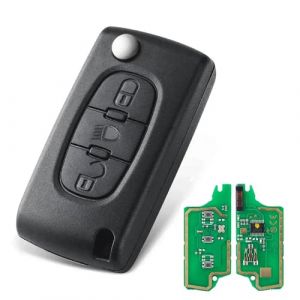 Heart Horse Pliable Coque Cl&eacute; de T&eacute;l&eacute;commande, 3 Boutons T&eacute;l&eacute;commande Coque de Cl&eacute; Rechange pour C2 C3 C4 Picasso Berlingo Peugeot 207 307 407 Telecommande CE0536 avec FSK 433MHz ID46 Chip HU83 Lame (YYGS_AMZgb, neuf)