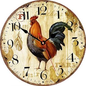 VIKMARI Horloge Murale silencieuse Non coutil - Courir Motif Cheval Cuisine Horloge Murale qualité Quartz Batterie Operated Horloge Murale Ronde 8 inch Coq Rustique (YOUTONG FR, neuf)