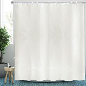 YISURE Rideau de douche, hauteur 210 cm, couleur cr&egrave;me, textile, tissu polyester, r&eacute;sistant &agrave; la moisissure, lavable en machine, avec 12 &oelig;illets m&eacute;talliques, largeur 180 cm x hauteur 210 cm (JasmineHome, neuf)