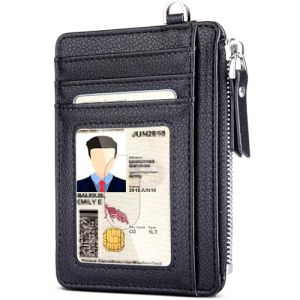 Teskyer Portefeuille Homme, Porte Carte Bancaire, Petit Portefeuille Homme, Porte Cartes de Credit, Cuir PU, RFID, avec Fermeture &eacute;clair, contenir Jusqu&rsquo;&agrave; 8 Cartes, Minimaliste, Noir (Shamall EU, neuf)