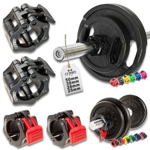 C.P.Sports Haltère fermoirs 25 mm, 30 mm, 50 mm pour Barres, Barres d'haltères, Pump Haltère Court, haltères Barbell Collar, Fermeture de Serrage Rapide et sécurisé - 1 Paire de Fermeture 50 mm Noir (C.P.Sports, neuf)