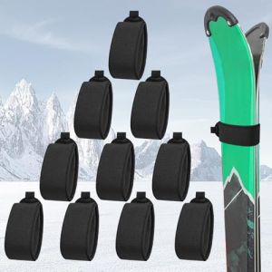 SLTAXAR 10 PCS Sangles Fixation Skis 5 * 48cm Sangle Ski R&eacute;glables Ruban Fixation Skis Fixations de Ski Autocollantes Sangle Porte Ski Fixation Ski pour Skis Luges, Noir (Smaejhgmlsbj, neuf)