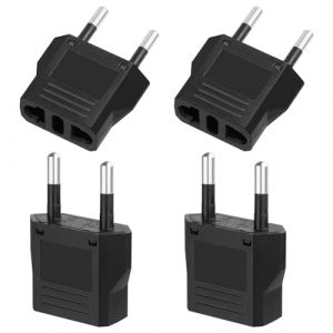 AXFEE Adaptateur Prise Universelle, 4 Pièces Adaptateur Prise Europe de Voyage, US/Chine/Japon/CanadaMexique vers France/Allemagne/Europe Adapter pour Voyage US vers EU, Noir (Ouuze, neuf)