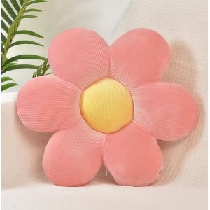 FSRONGXI Coussin décoratif à motif de marguerites roses, coussin de sol mignon, coussin décoratif esthétique pour chambre à coucher, canapé, chaise, 38 cm (rose) (Rong-518X, neuf)