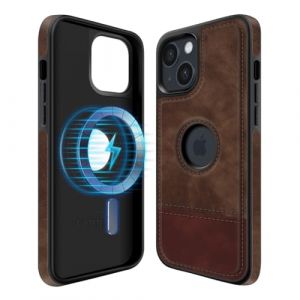 COODIO Logo-View Coque en Cuir pour iPhone 13 Mini 5,4 Pouces, &Eacute;tui en Cuir Magn&eacute;tique Compatible avec MagSafe, Housse Fin et Cr&eacute;atif (Marron) (Coofier, neuf)