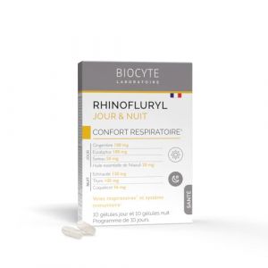 BIOCYTE Rhinofluryl Action Jour & Nuit - Zinc, Vitamine C, Gingembre, Thym, Coquelicot - Soutient Les Voies Respiratoires & Le Syst&egrave;me Immunitaire - Programme 10 Jours (Laboratoire Biocyte, neuf)