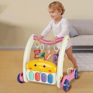 Tapis de jeu pour bébé avec piano, Tapis d’éveil Piano, Tapis d'activités bébé 0 à 12 mois, marcheur d'apprentissage garçon et fille -72 * 43,5 * 42,5 cm - rose (Hechheu, neuf)