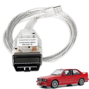 Câble K DCAN OBD2 vers USB pour Lecteur de Codes BMW,câble K Can avec Interrupteur Puce FTDI FT232RL,Câble K Dcan pour modèles BMW Série E 1998-2018 Outil de Diagnostic Complet (AMHTDOL, neuf)