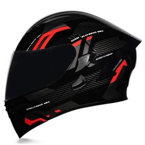 Woljay Casque int&eacute;gral du Visage Moto Casque modulaire Casque Moto int&eacute;gr&eacute;e Double visi&egrave;re pour Adultes Hommes Femmes cyclomoteur Dot ECER22-05 (Count Black Red - Smoke Visor,XXL) (Woljay Trading, neuf)