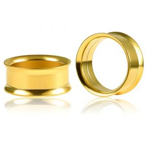 Vankula Ecarteur Oreilles 1 Paire Double &Eacute;vas&eacute; Plug Tunnel Vis en Acier Inoxydable Piercing Bijoux pour Femmes Hommes 8mm(0G) Or (Vankula, neuf)