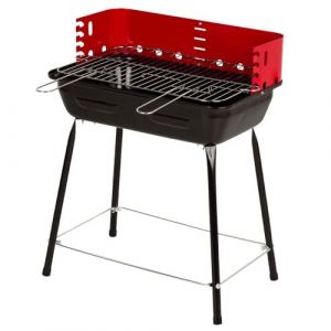 AKTIVE Barbecue Portable au Charbon de Bois, avec Pare-Vent, en Acier, Grille R&eacute;glable Sur 4 Hauteurs, Petit Format, 42X42X54 cm, Barbecues au Charbon de Bois, Bbq, Cuisine Ext&eacute;rieure (Distria, neuf)
