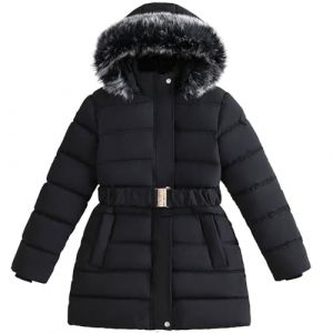SXSHUN Doudoune Fille Garçons Manteau à Capuche Blouson Veste Chaud Blouson Hiver, Noir, 11-12 ans (SXSHUN-EU, neuf)