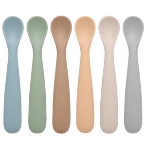 Cuillère Silicone Bébé, 6 Pcs Cuillere Bebe 6 Mois Apprentissage Beaba, Ustensiles d'Alimentation, Fournitures De Sevrage, Cuillères d'Entraînement, Lavables Au Lave-Vaisselle Et à l'Ébullition (SkyGad-EU, neuf)