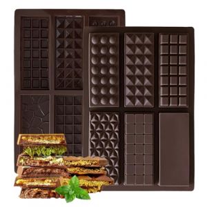 XYTAHDM 4-en-1 Moule &agrave; Tablette de Chocolat Profond, 2Pcs Moule &agrave; Chocolat pour Duba&iuml; Chocolat Pistache,DIY Moule &agrave; Barre de Chocolat, Moule en Silicone pour Chocolat Praline Bonbons (Newbilty OU, neuf)