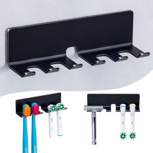 GGQ Porte Brosse à Dents Electrique, Support Brosse a Dent Electrique Salle de Bain, Porte Brosse à Dents Mural, Rangement Brosse a Dent, Support Brossette Auto-Adhésif, Porte-Brosses à Dents Noir (GGQ-EU, neuf)
