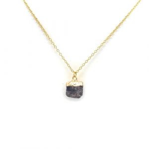 Miracles Min&eacute;raux Collier en Perles de Pierre Naturelle avec Cha&icirc;ne et Fermoir en Acier Inoxydable Dor&eacute;, 50 cm | cr&eacute;ation artisanale fran&ccedil;aise (Collier Saki | Saphir bleu brut) (Miracles Min&eacute;raux, neuf)