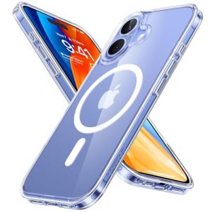 TORRAS Coque iPhone 16 avec MagSafe，[Protection Antichoc 12FT][Durable et Robuste][Toucher velout&eacute;][Texture antid&eacute;rapante][Protection magn&eacute;tique], Transparent (TORRAS Direct, neuf)
