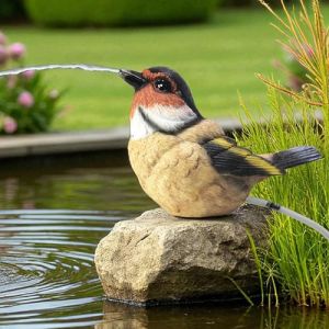 Arnusa Gargouille solaire - Figurine de bassin avec pompe solaire et jeu d'eau - Décoration de jardin en polyrésine aspect réaliste - Fontaine solaire avec pompe pour bassin de jardin et cours d'eau (Arnusa-Shop, neuf)