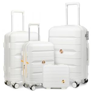 Sea choice Set Valise 3 de Voyage 20/24/28'' PP Rigide Bagage Trolley avec 4 Roues Doubles et Verrouillage TSA et Vanity, 55cm Bagages Cabine Extensible (Sunya EU, neuf)