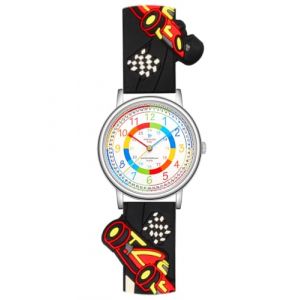 Alienwork Kids Montre Pédagogique Apprendre l'Heure Enfants Garçon Argent Bracelet Noir Multicolore Enfants Résistant à l'eau 5 ATM Temps d'apprentissage (?Alienwork, neuf)